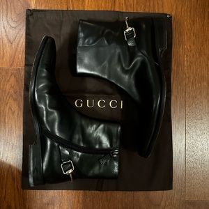 AUTHENTIC GUCCI BLACK LEATHER HORSEBIT BOOTS MENS SIZE 11.